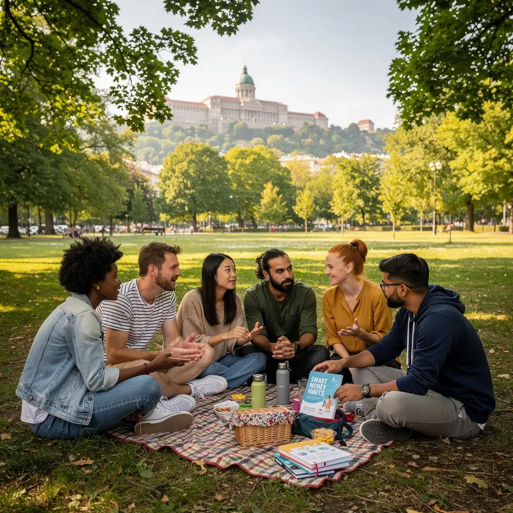 Készpénz és bankkártyák egy pénzügyi napló mellett az asztalon.